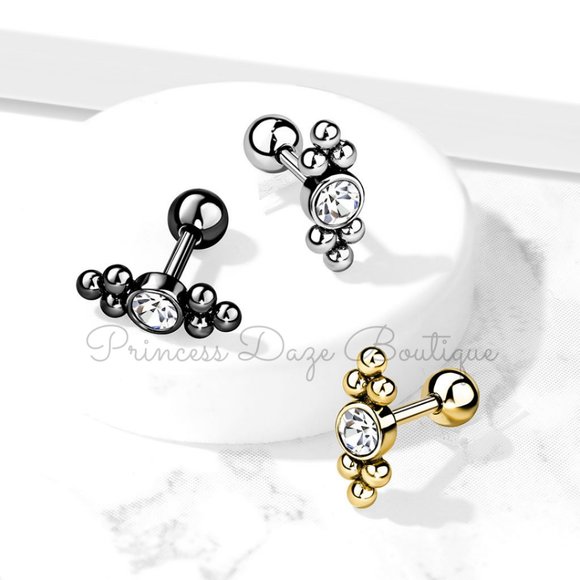Unique‎ Cartilage/ Tragus Barbell Earring Studs - Picture 1 of 1